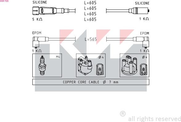 KW 359 725 - Ignition Cable Kit car-mod.net