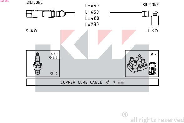 KW 360 585 - Ignition Cable Kit car-mod.net