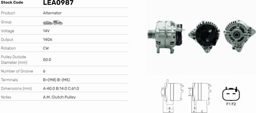 LE Part LEA0987 - Alternator car-mod.net