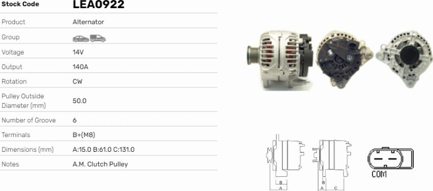 LE Part LEA0922 - Alternator car-mod.net