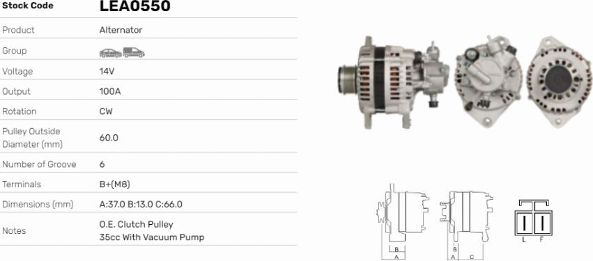 LE Part LEA0550 - Alternator car-mod.net