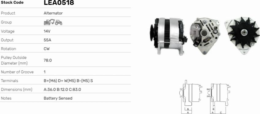 LE Part LEA0518 - Alternator car-mod.net
