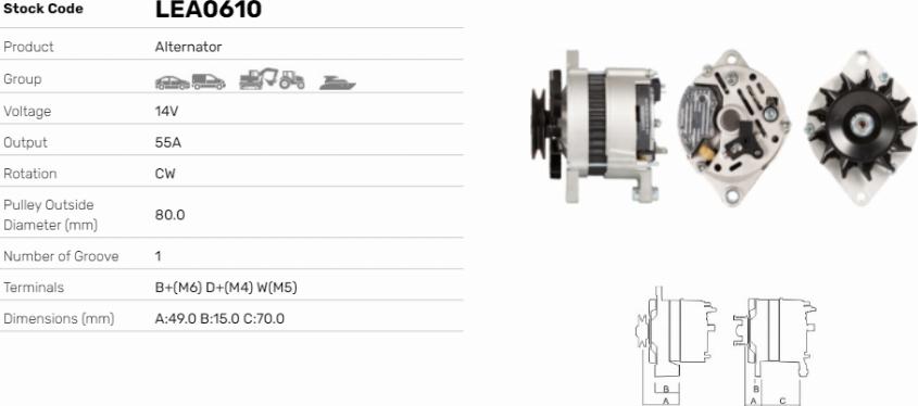 LE Part LEA0610 - Alternator car-mod.net