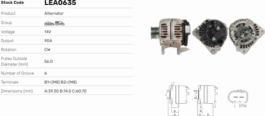 LE Part LEA0635 - Alternator car-mod.net
