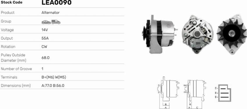 LE Part LEA0090 - Alternator car-mod.net