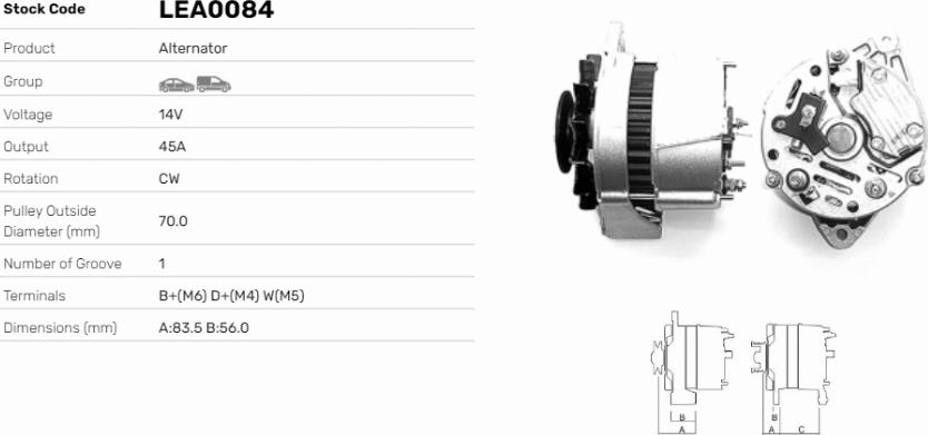 LE Part LEA0084 - Alternator car-mod.net