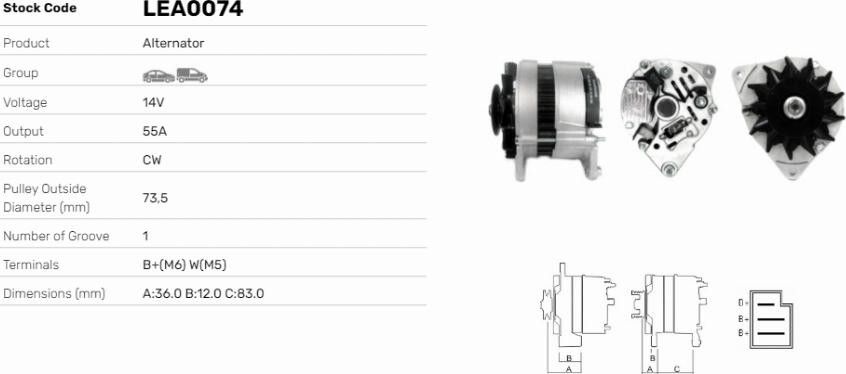 LE Part LEA0074 - Alternator car-mod.net