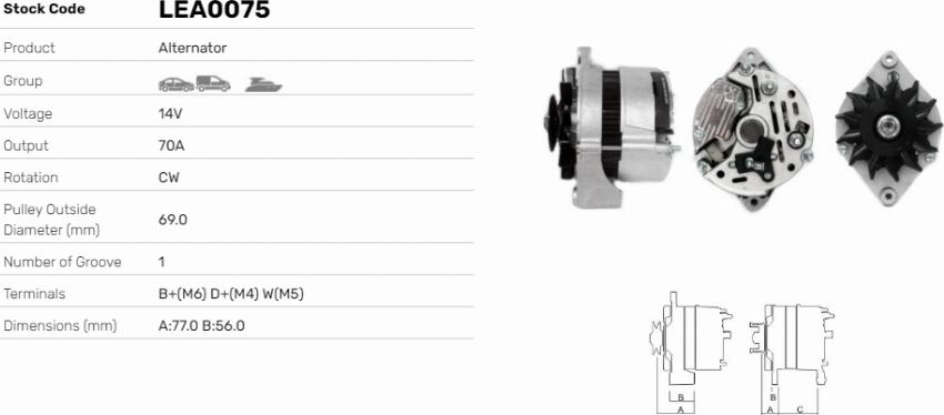 LE Part LEA0075 - Alternator car-mod.net