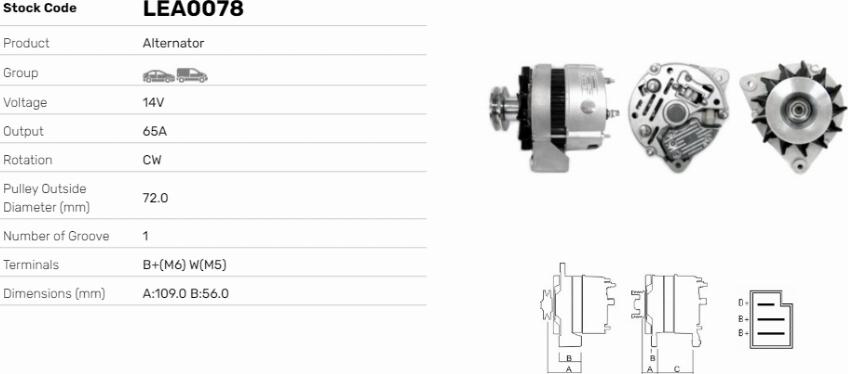 LE Part LEA0078 - Alternator car-mod.net