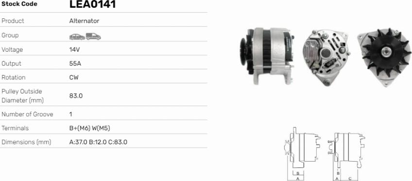 LE Part LEA0141 - Alternator car-mod.net