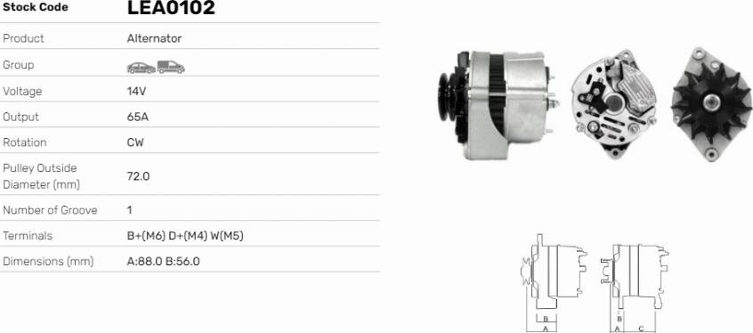 LE Part LEA0102 - Alternator car-mod.net