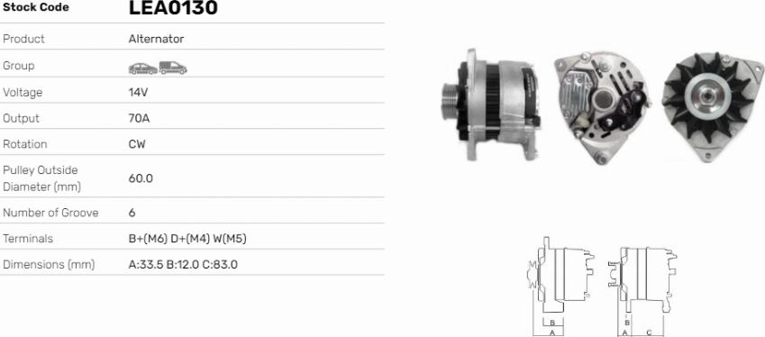 LE Part LEA0130 - Alternator car-mod.net
