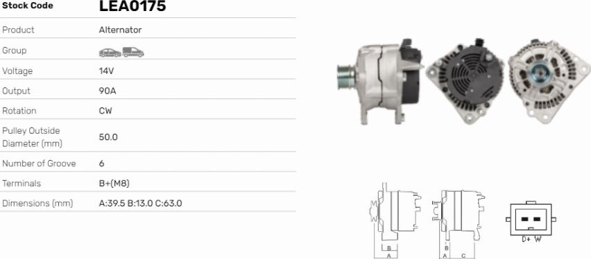 LE Part LEA0175 - Alternator car-mod.net
