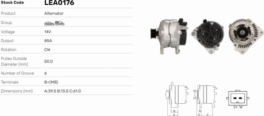 LE Part LEA0176 - Alternator car-mod.net