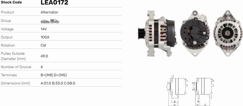LE Part LEA0172 - Alternator car-mod.net