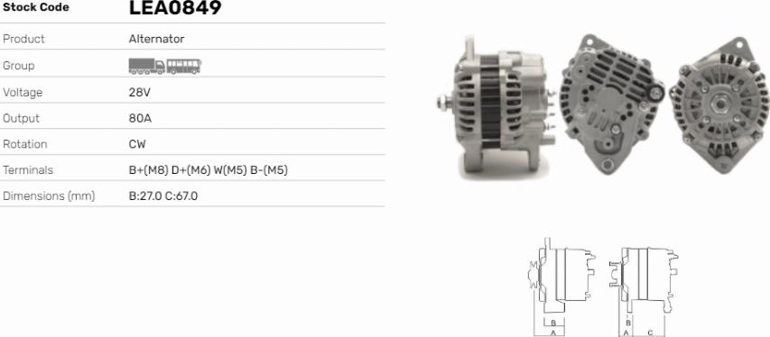 LE Part LEA0849 - Alternator car-mod.net