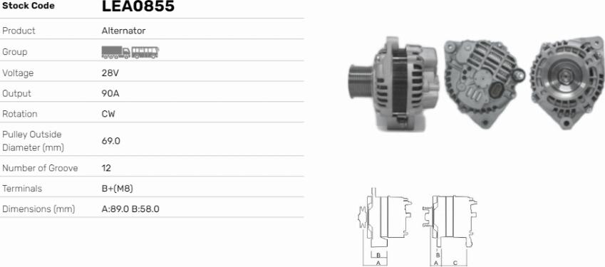 LE Part LEA0855 - Alternator car-mod.net