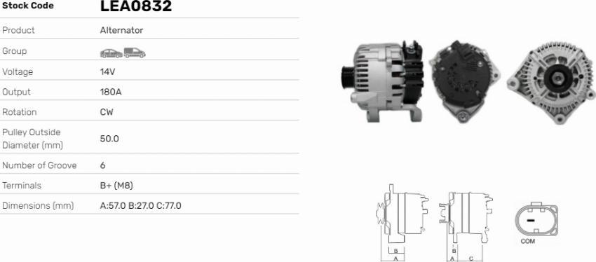 LE Part LEA0832 - Alternator car-mod.net