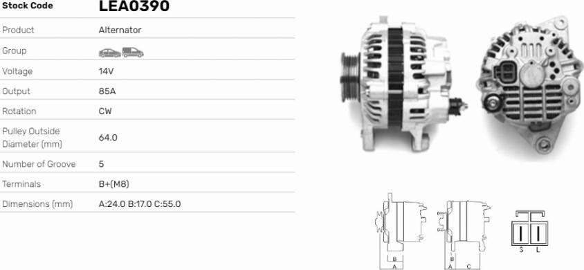 LE Part LEA0390 - Alternator car-mod.net