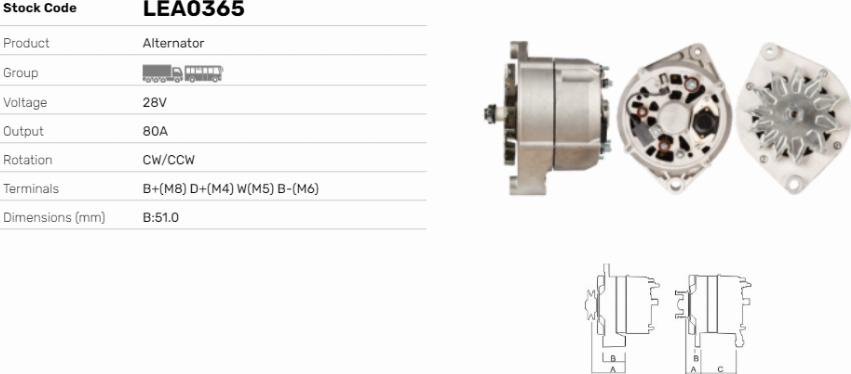 LE Part LEA0365 - Alternator car-mod.net