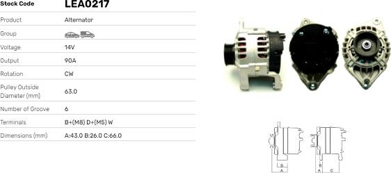 LE Part LEA0217 - Alternator car-mod.net