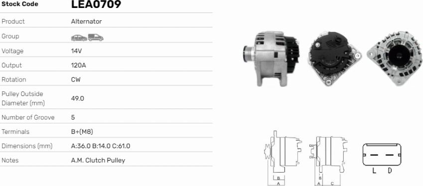 LE Part LEA0709 - Alternator car-mod.net
