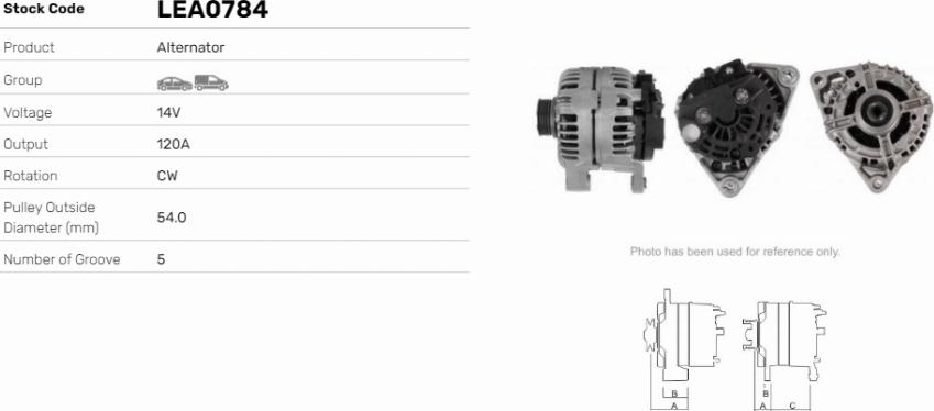 LE Part LEA0784 - Alternator car-mod.net