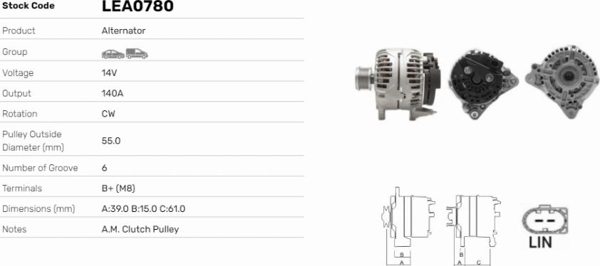 LE Part LEA0780 - Alternator car-mod.net
