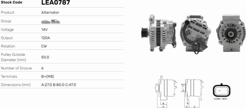 LE Part LEA0787 - Alternator car-mod.net