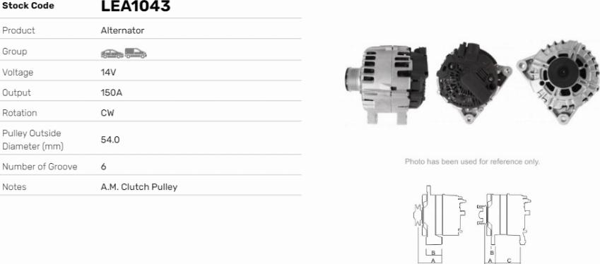LE Part LEA1043 - Alternator car-mod.net