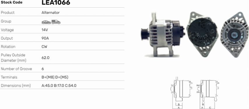 LE Part LEA1066 - Alternator car-mod.net