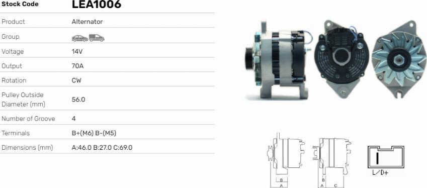 LE Part LEA1006 - Alternator car-mod.net