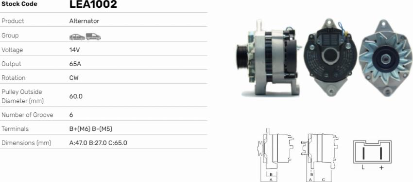 LE Part LEA1002 - Alternator car-mod.net