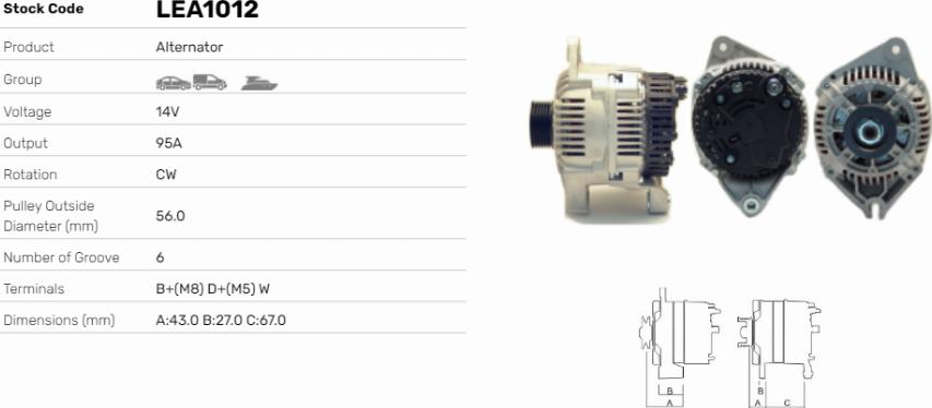 LE Part LEA1012 - Alternator car-mod.net