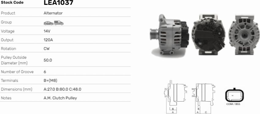 LE Part LEA1037 - Alternator car-mod.net