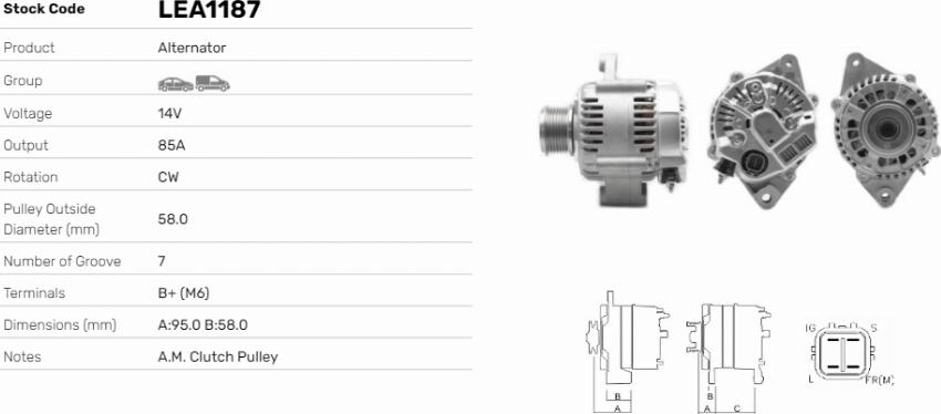 LE Part LEA1187 - Alternator car-mod.net