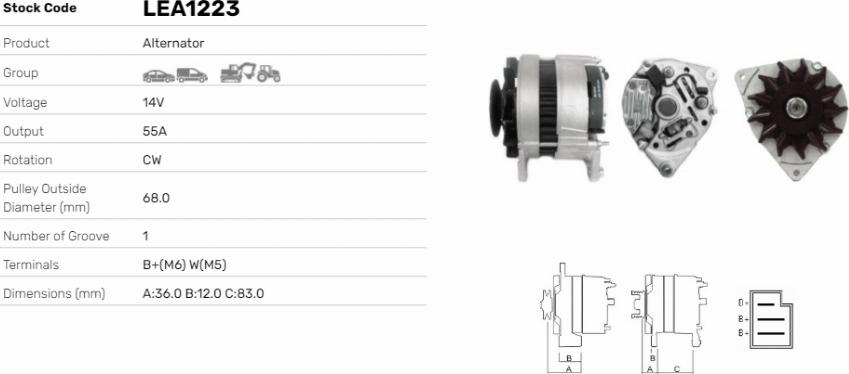 LE Part LEA1223 - Alternator car-mod.net