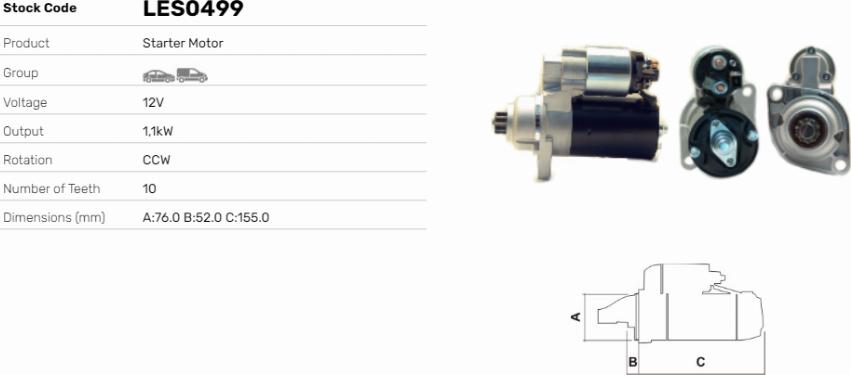 LE Part LES0499 - Starter car-mod.net