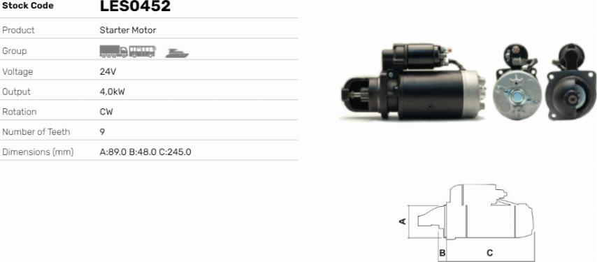 LE Part LES0452 - Starter car-mod.net