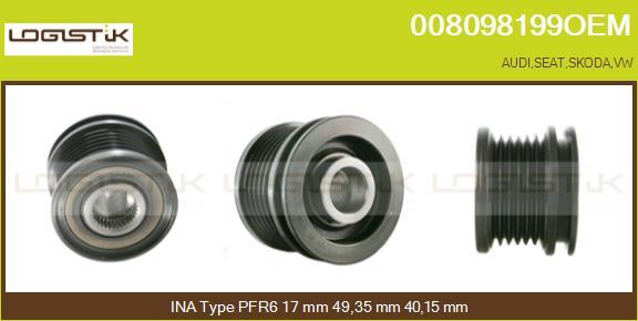 LGK 008098199OEM - Pulley, alternator, freewheel clutch car-mod.net