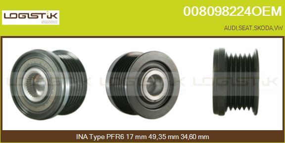 LGK 008098224OEM - Pulley, alternator, freewheel clutch car-mod.net