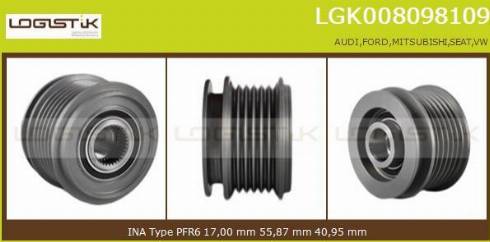 LGK LGK008098109 - Pulley, alternator, freewheel clutch car-mod.net