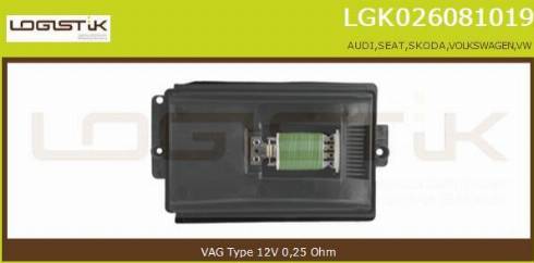 LGK LGK026081019 - Resistor, interior blower car-mod.net