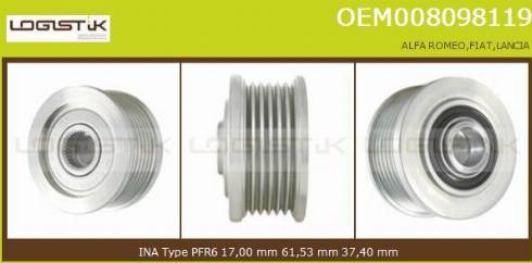 LGK OEM008098119 - Pulley, alternator, freewheel clutch car-mod.net