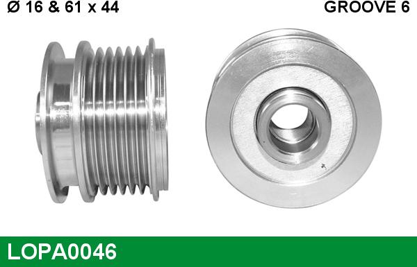 LUCAS LOPA0046 - Pulley, alternator, freewheel clutch car-mod.net