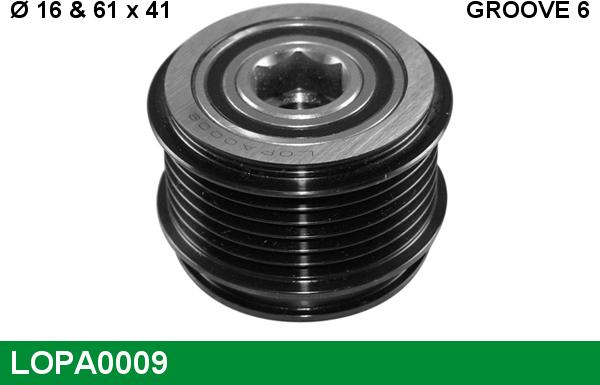 LUCAS LOPA0009 - Pulley, alternator, freewheel clutch car-mod.net