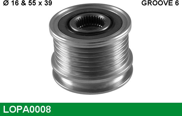 LUCAS LOPA0008 - Pulley, alternator, freewheel clutch car-mod.net