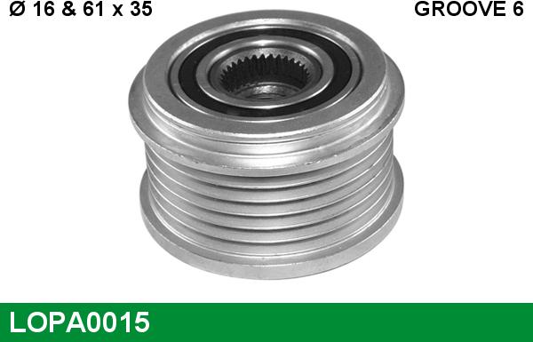 LUCAS LOPA0015 - Pulley, alternator, freewheel clutch car-mod.net