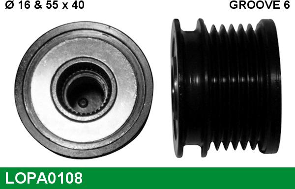 LUCAS LOPA0108 - Pulley, alternator, freewheel clutch car-mod.net