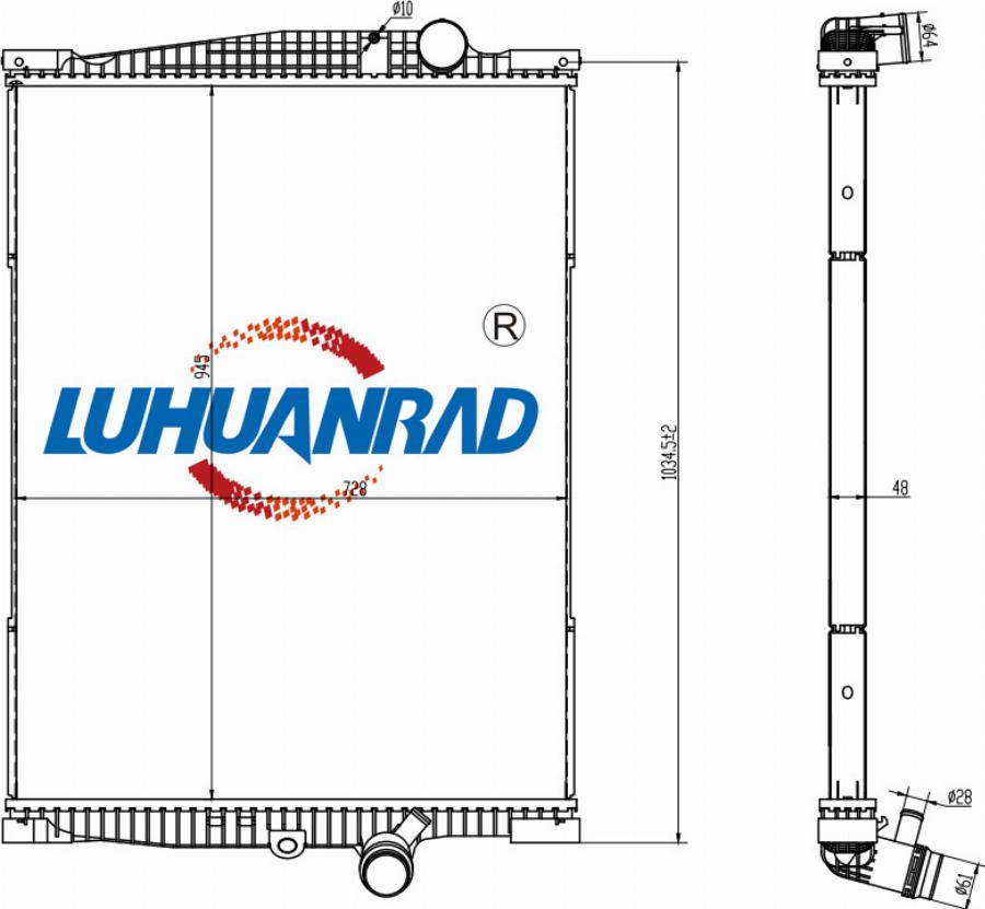 LUHUANRAD 102-0654 - Radiator, engine cooling car-mod.net